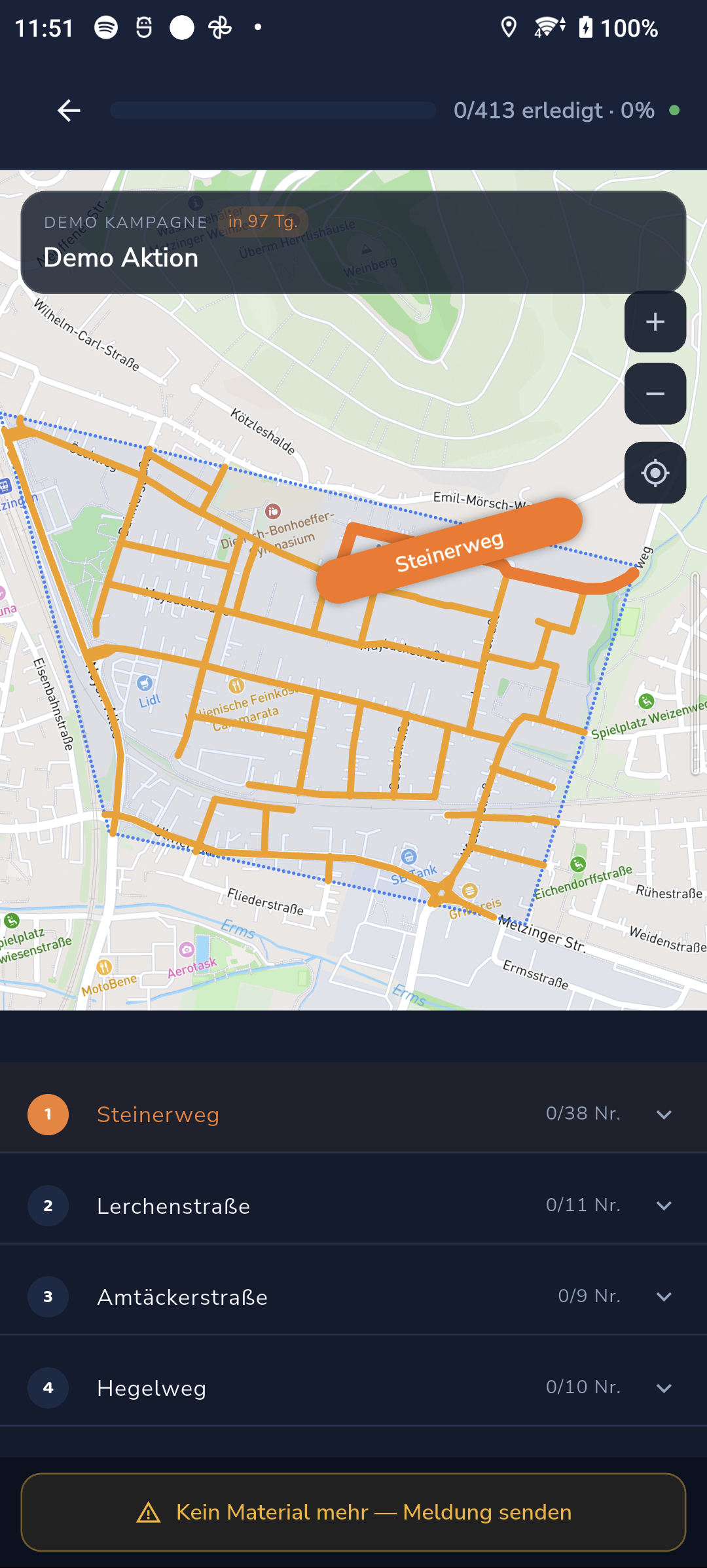 Flyerverteilung im Gebiet mit der mobilen AreaGo App